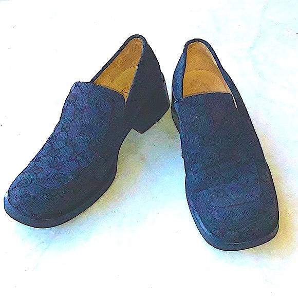 GUCCI GG WOMENS LOAFER VINTAGE BLACK MONOGRAM SIZE 5 ITALY - Picture 5 of 12